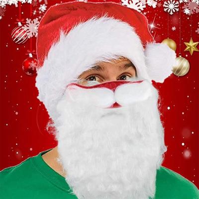 China Two breathable for one! Hot Sale Christmas Santa Claus Mask With Beard For Decoration Beard Face Mask Costume For Adults for sale