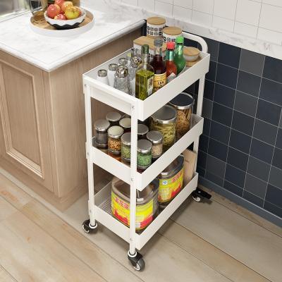 China Multi-Layer 3-Layer Vegetable Rack Movable Floor Cart Kitchen Vegetable Storage Rack Organizer for sale