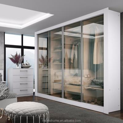 China (Other) best price adjustable sliding door wardrobe for project, glass door plywood wardrobe closet for sale