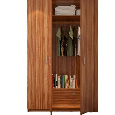 China Wood Grain Adjustable Flat Hinge Doors (Other) Wardrobe With Hanger for sale