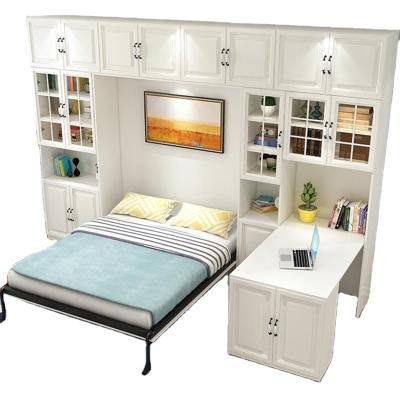 China Space Saving Foldable Furniture Tall Electric Murphy Bed Vertical Wall Bed With Desk for sale