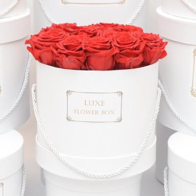 China Disposable Luxury Round Flower Box With Lid White Color Art Paper Gift Round Box For Flower Packaging for sale