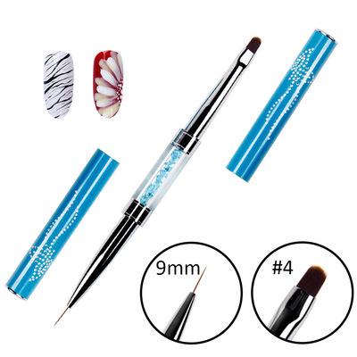 China Wholesale Custom Design Eco-friendly Logo Painting Brush 2 Head Rhinestone Nail Builder Liner Dual in 1 Nail Art Brush Set for sale