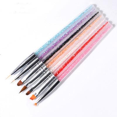 China Eco-friendly Professional Tool Kit Drawing Blooming Liner Painting Beauty Manicure Parks 7Pcs Nail Art Brush Tools Set With Diamond for sale