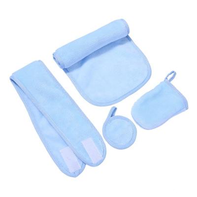 China Soft Professional Made Makeup Remover Tools Washable Reusable Make Up Removal Pad Cotton Towel Cleaning Headband 4 Pcs Set For Women for sale