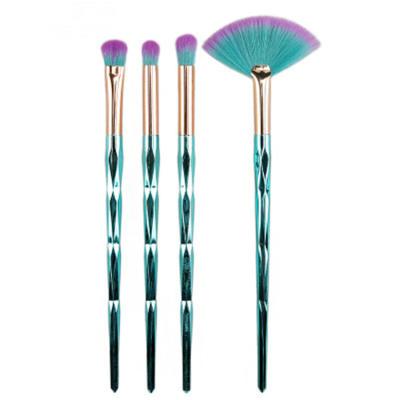 China High Quality Skin-friendly Synthetic Make Up Brush Set Green Makeup Brush Kit With Plastic Handle for sale