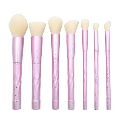 China Angular Blush New Arrival 7pcs Order Pink Handle Water Droplets Gradient Makeup Brush Professional Spiral Cosmetic Brush for sale