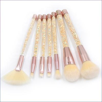 China Cost Effective One Dollar Cosmetic Brush Quicksand Smudge Brush 7pcs Yellow Cosmetic Makeup Brush for sale