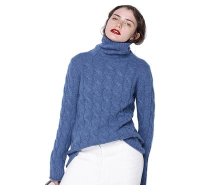 China Women Cashmere Turtleneck Sweater , Women's Cashmere Jumpers Coarse Wool Material for sale