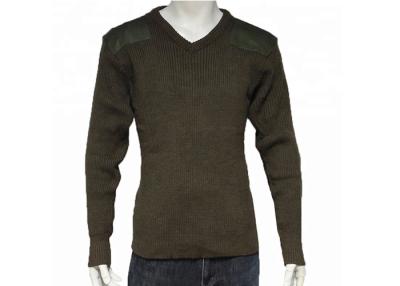 China Long Sleeve Military Uniform Sweater Olive Green Pullover Spandex / Cotton Material for sale