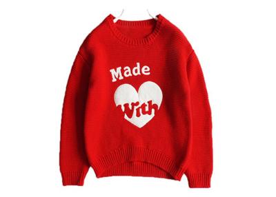 China Girl Love Design Kids Knit Sweater Round Neck Long Sleeves For Winter for sale