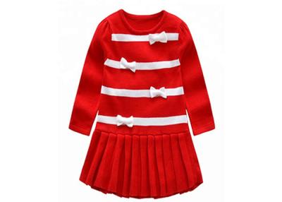 China Long Winter Baby Girl Sweater Dress , Toddler Red Sweater O Neck Collar for sale