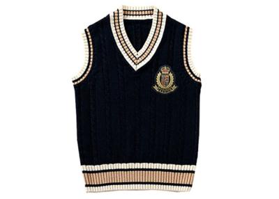 China European Style School Uniform Sweaters Sleeveless Vest ODM / OEM Custom for sale