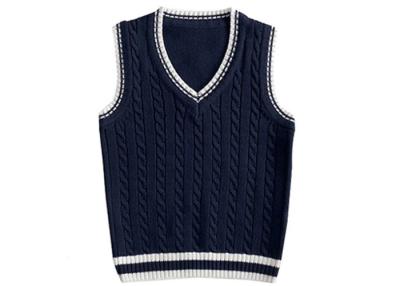 China Navy Blue School Uniform Sweater Vest , Childrens School Uniforms V Neck for sale