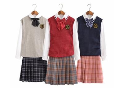 China Plus Size Girls Uniform Sweater Vest , School Uniform Skirts For Juniors for sale