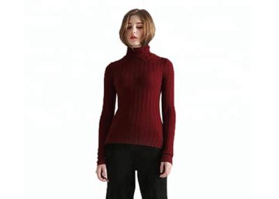 China Cable Knitted Red And Grey Cozy Knit Sweater Turtleneck Wool Tight Pullover Jumper for sale