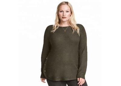 China Plus Size 4X Cozy Knit Army Green Sweater Pullover Sweaters With Button For Lady for sale