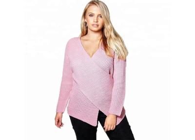 China V Neck Design Womens Plus Size Sweaters Regular Clothing Length Ladies Tops for sale