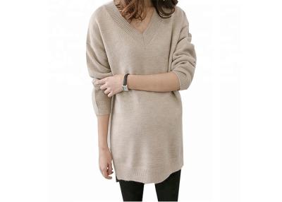 China V Neck Clothes For Pregnant Women , Long Maternity Sweaters Solid Pattern for sale