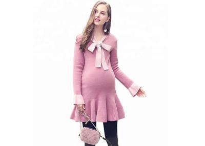 China Korean Style Womens Maternity Clothes , Pregnancy Sweaters Ruffles Decoration for sale