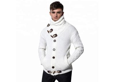 China Wide Lapel Neck Mens Long Cardigan Sweater , Mens Button Up Sweater In Gauge 5GG for sale