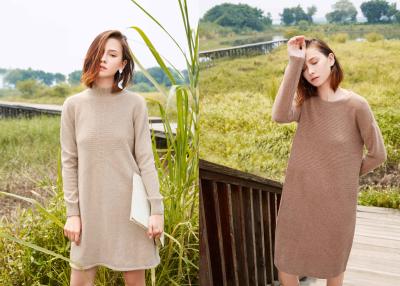 China Warm Style Tailored Elegant Rib Custom Sweaters Bespoke Long Cashmere Dress for sale