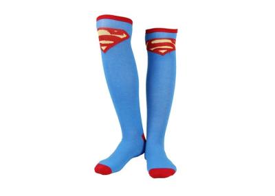 China Blue Supermen Custom Logo Knee High Sports Socks For Unisex Spring And Autumn for sale