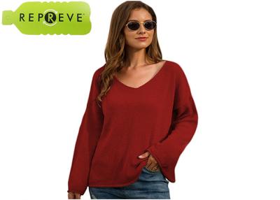 China V Neck Loose Pullover Sweater Autumn Sustainable Apparel for sale