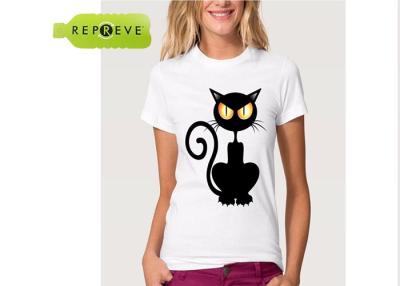 China Polyester And Cotton Cat Printed 62cm Sustainable White T Shirt for sale