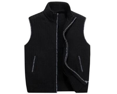 China Stand Collar Thick Knit Cardigan Sleeveless Sweater Vests for sale