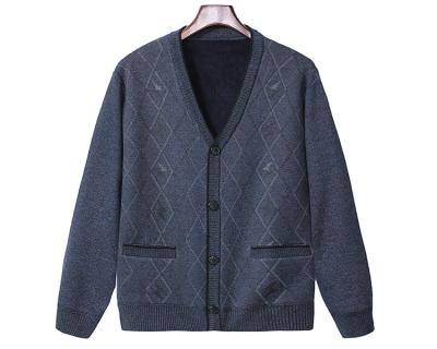 China Plain V Neck Cardigan Argyle Pattern Embroidery Sweater for sale