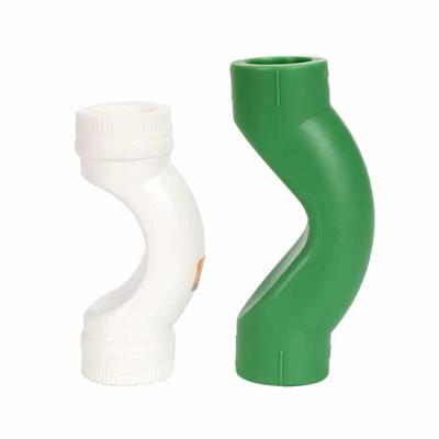 China Connect pipes hot and cold water supply ppr pipe fittings color PPR pipe fittings bypass short bend bridge tube standard green or white for sale