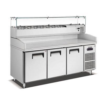 China Single-Temperature Salad Pizza Prep Counter Refrigerator 2 Door Workbench Freezer for sale