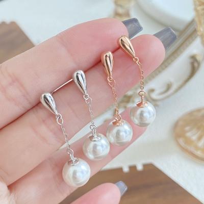 China CLASSIC harming Fashion S925 Pure Silver Elegant Pearl Long Earrings New Jewelry Manufacturer Wholesale for sale