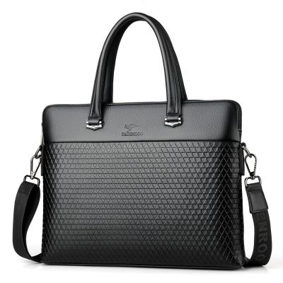 China Plaid Tote Shoulder Briefcase High Quality Men's PU Leather Laptop Computer Dustproof Shockproof Waterproof with Zipper PU Men Business Handbag Bags for sale