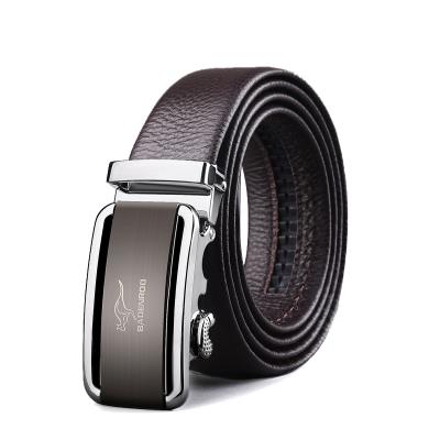 China High Quality Custom Logo High Quality Business Men's Ratchet Genuine Leather Belt With Automatic Buckle Men's Belts for sale