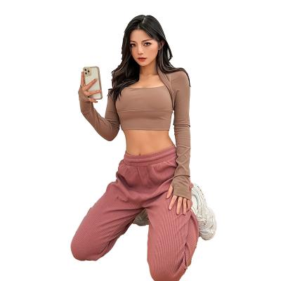 China Breathable Yoga Clothes With Chest Spring Female Long Sleeve Protection 2023 And New Summer Sports Pilates Training Fitness Running Bra for sale