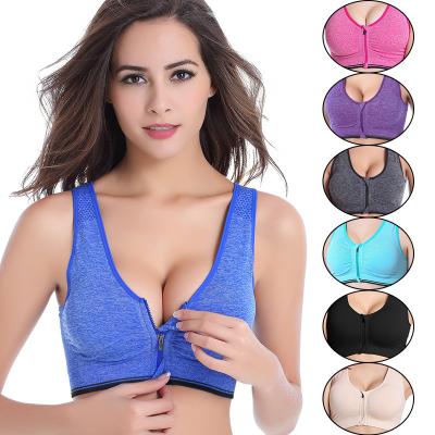 China Heather Breathable Quick Dry Zipper Front Closure Yoga Women Sports Bra for sale