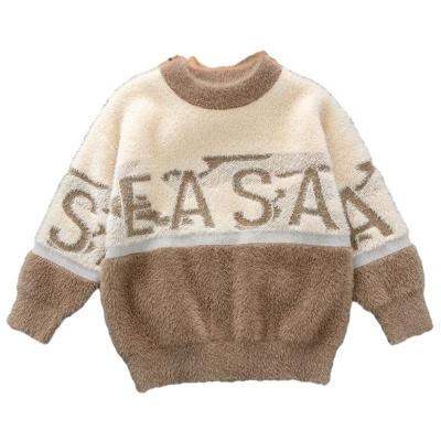 China Anti-wrinkle European children's new mink baby sweater sweater clothes and American letters knitting imitation boys for sale