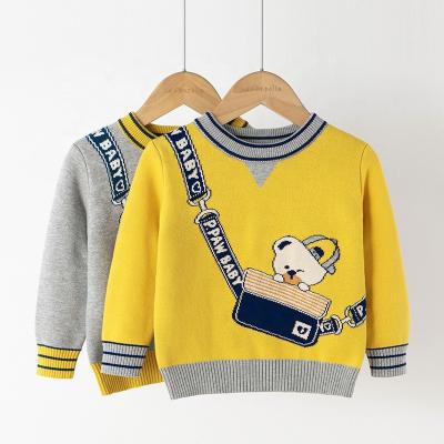 China Anti-pilling 2021 cartoon round neck baby boy's 100% knitting children's sweater new autumn and winter Europe and America cotton for sale