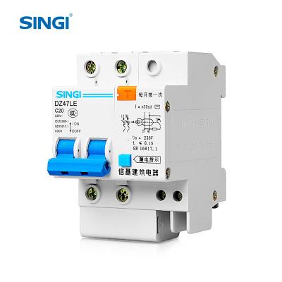 China PA66 Singi DZ47LE-63 2P+N 1P, 2P, 3P, 4P 10amp Earth Leakage Circuit Breaker (RCBO) for sale