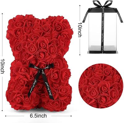 China Romantics Wedding Valentine's Day Girlfriend Gift Hot Sale Teddy Rose Bear PE Foam Teddy Rose Bear With Heart for sale