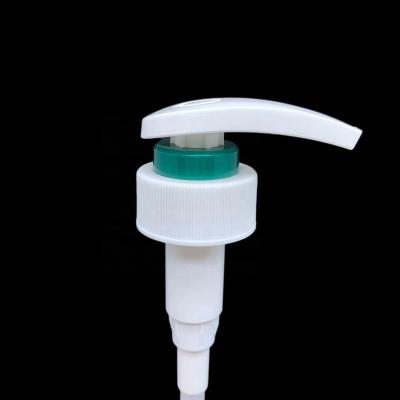 China Non-Refillable Netting 32mm 410 Ribbed White Arc Shaped Body Lotion Pump For Cosmetics Package for sale