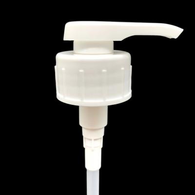 China Guangzhou Supply 42mm410 Large Diameter Bottle Pump Dispenser Liquid Soap Detergent Essence Lotion Non-Refillable Plastic Pump For Gallon Bottle for sale