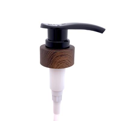 China Non-Refillable Plastic Shampoo Bottles Lotion Pump 33 32 Water Transfer Printing Wooden Color Screw Cap Squeezing Sprayers for sale