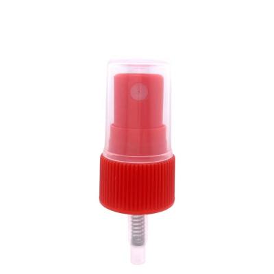 China Non Refillable Ready To Ship In Stock 20mm Red Color 410 Ribbed Fine Mist Sprayer With PP Half Cover For Cosmetic Bottle for sale