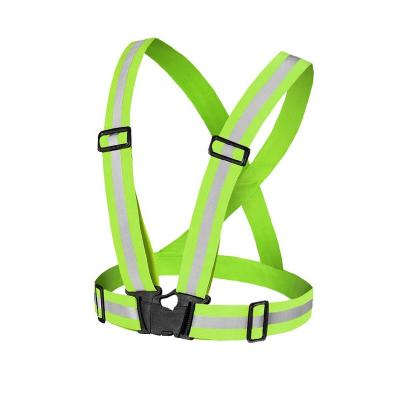 China Wholesale Adjustable Elastic Reflective Safety Belt Hi Vis Custom Running Cycling Bike Elastic High Visibility Fabric Vest for sale