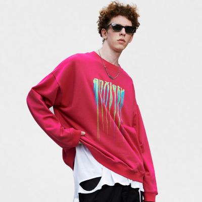 China Newest Top Selling Anti-wrinkle Pink and Black Cotton Crewneck Two Colors Custom Screen Printed Pullover Men's Hoodies and Sweatshirts for sale