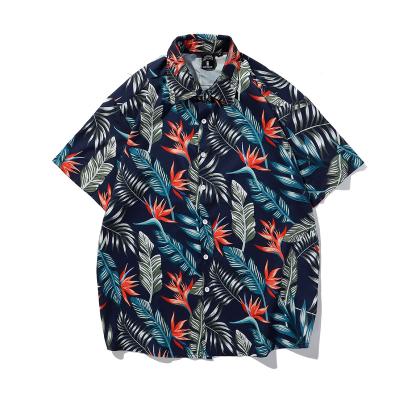 China QUICK DRY Korean Men's Short Sleeve Summer Design Fashion Shirts Floral Print Full Polyester Floral Printing Hawaiian for sale