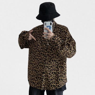 China Ins Design Anti-Wrinkle High Quality Casual Khaki Leopard Print Long Sleeve Spring And Summer Blouses And Shirts for sale